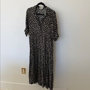 NATURAL LIFE Black Maxi Dress with Cream Floral Print
